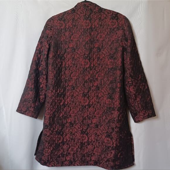 LAURA ASHLEY Petite Ruby Luster/Black Button Front Jacket. Size L - Picture 10 of 11